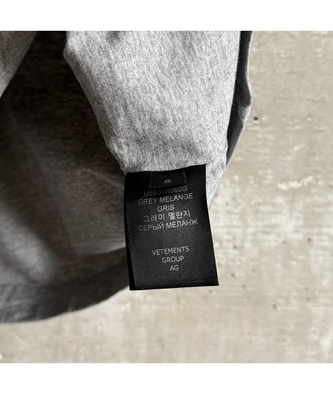 VETEMENTS Серая хлопковая футболка, фото 8