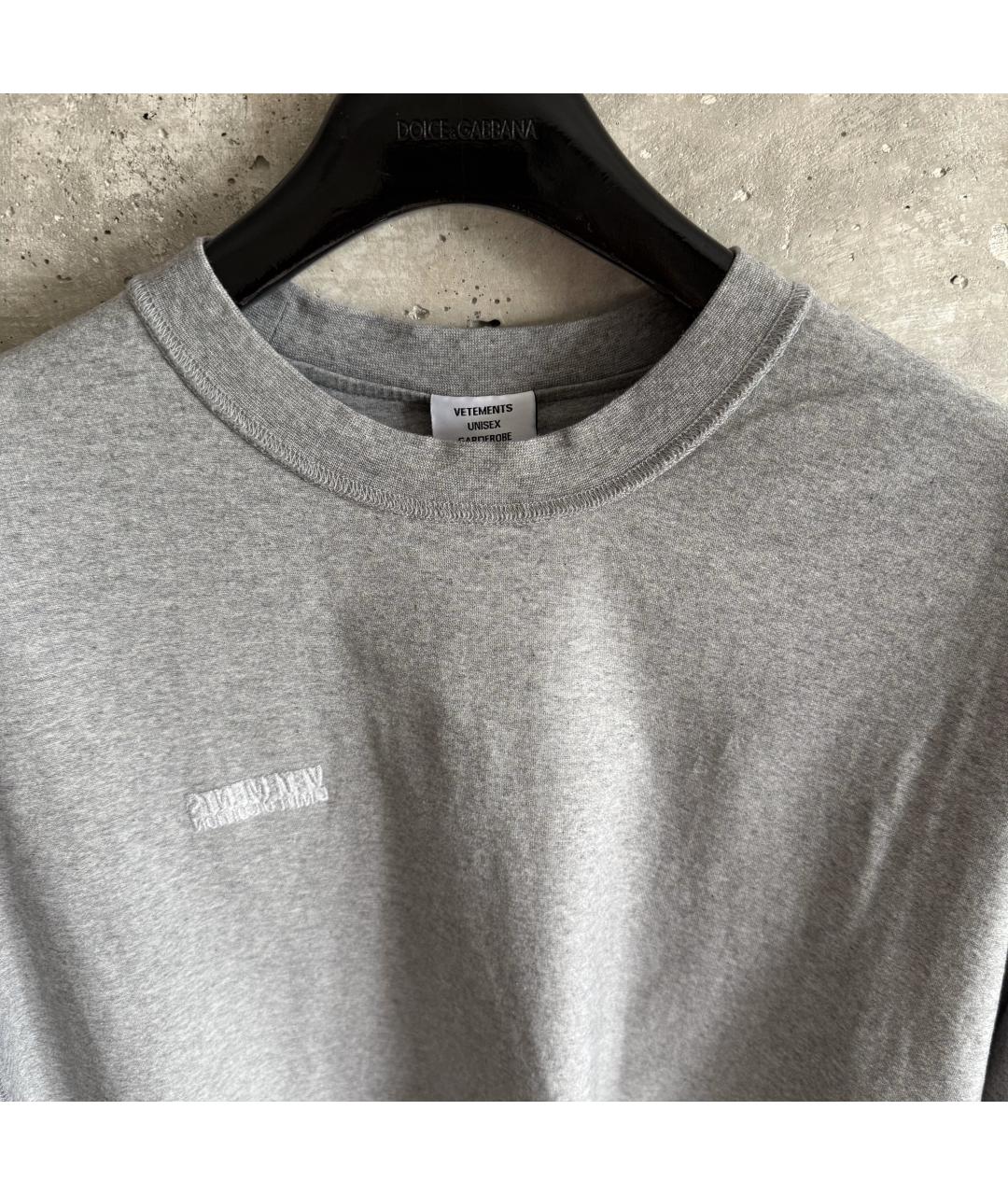 VETEMENTS Серая хлопковая футболка, фото 4