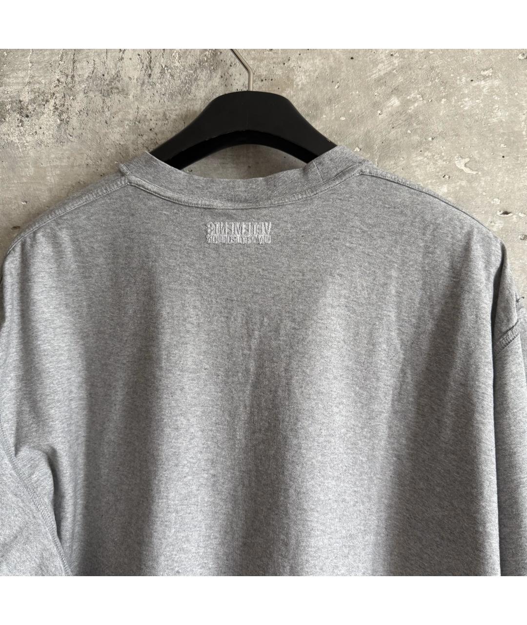 VETEMENTS Серая хлопковая футболка, фото 3