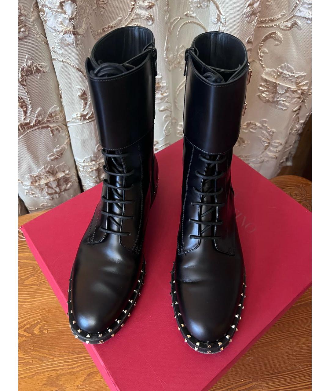 VALENTINO Черные кожаные ботинки, фото 2