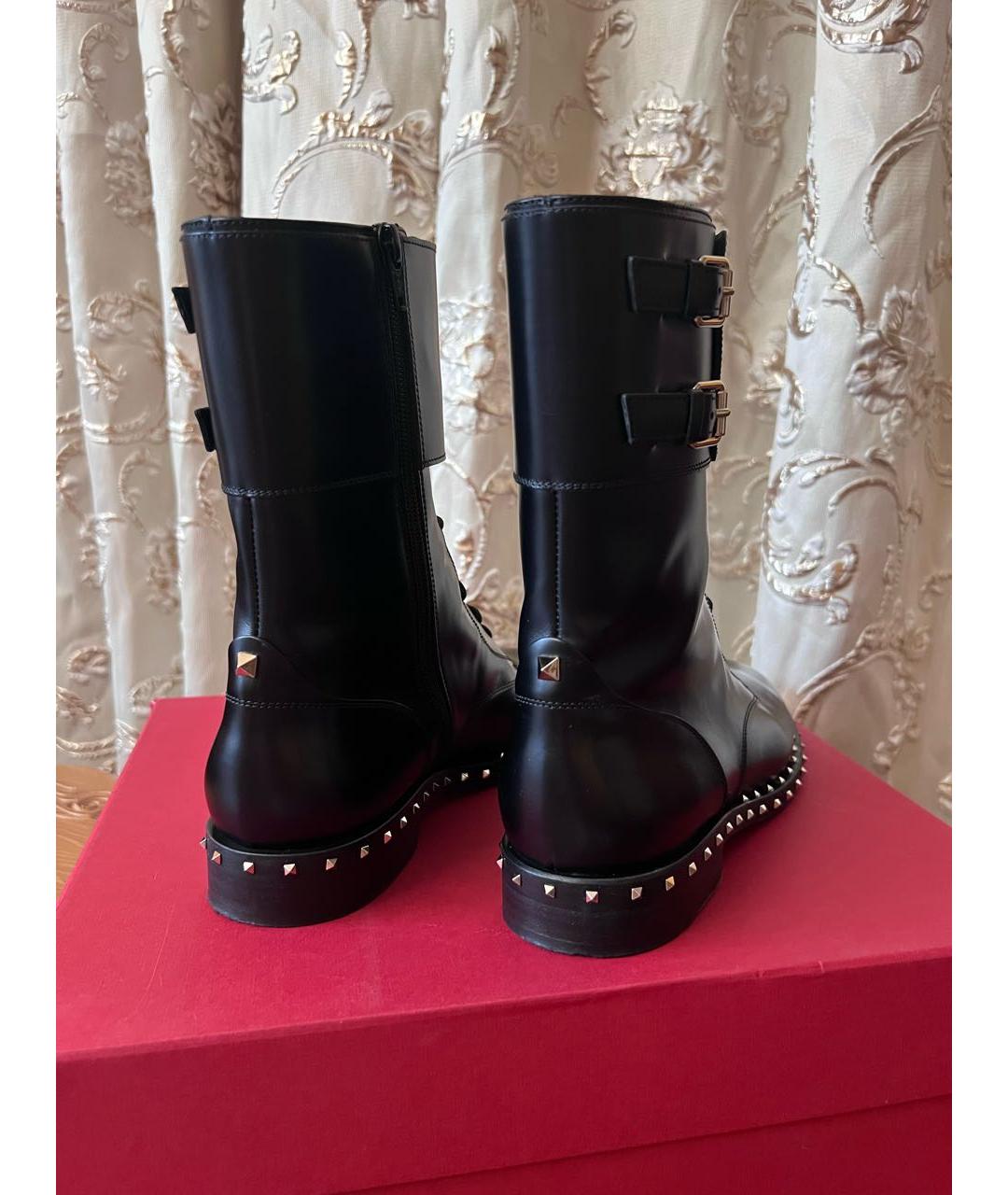 VALENTINO Черные кожаные ботинки, фото 3