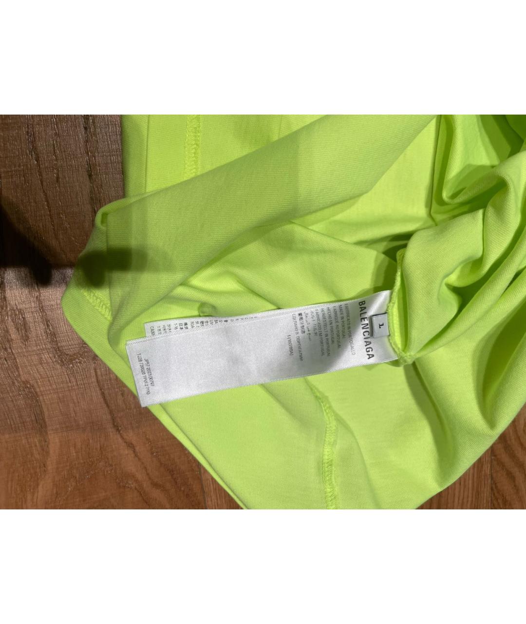 BALENCIAGA Салатовая хлопковая футболка, фото 5