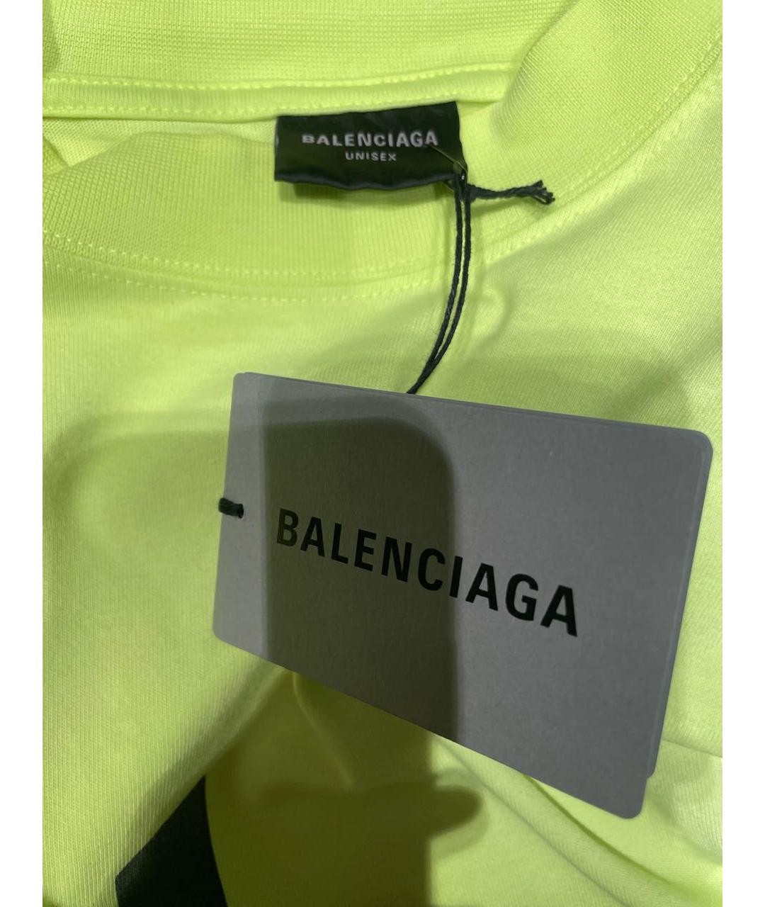 BALENCIAGA Салатовая хлопковая футболка, фото 4