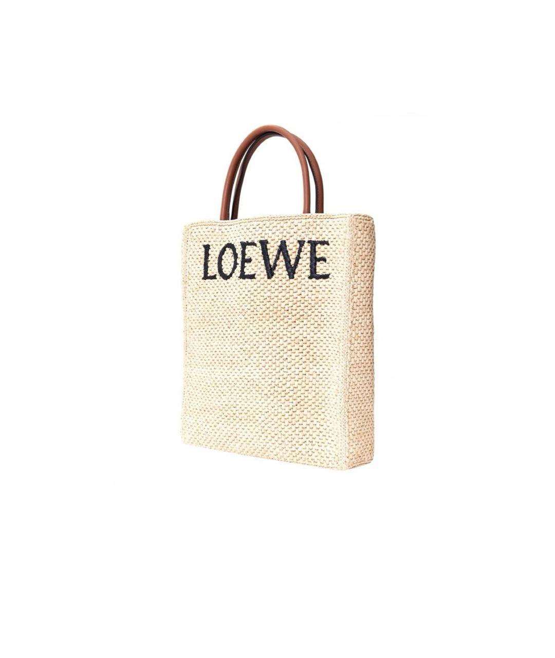 LOEWE Бежевая пелетеная пляжная сумка, фото 2