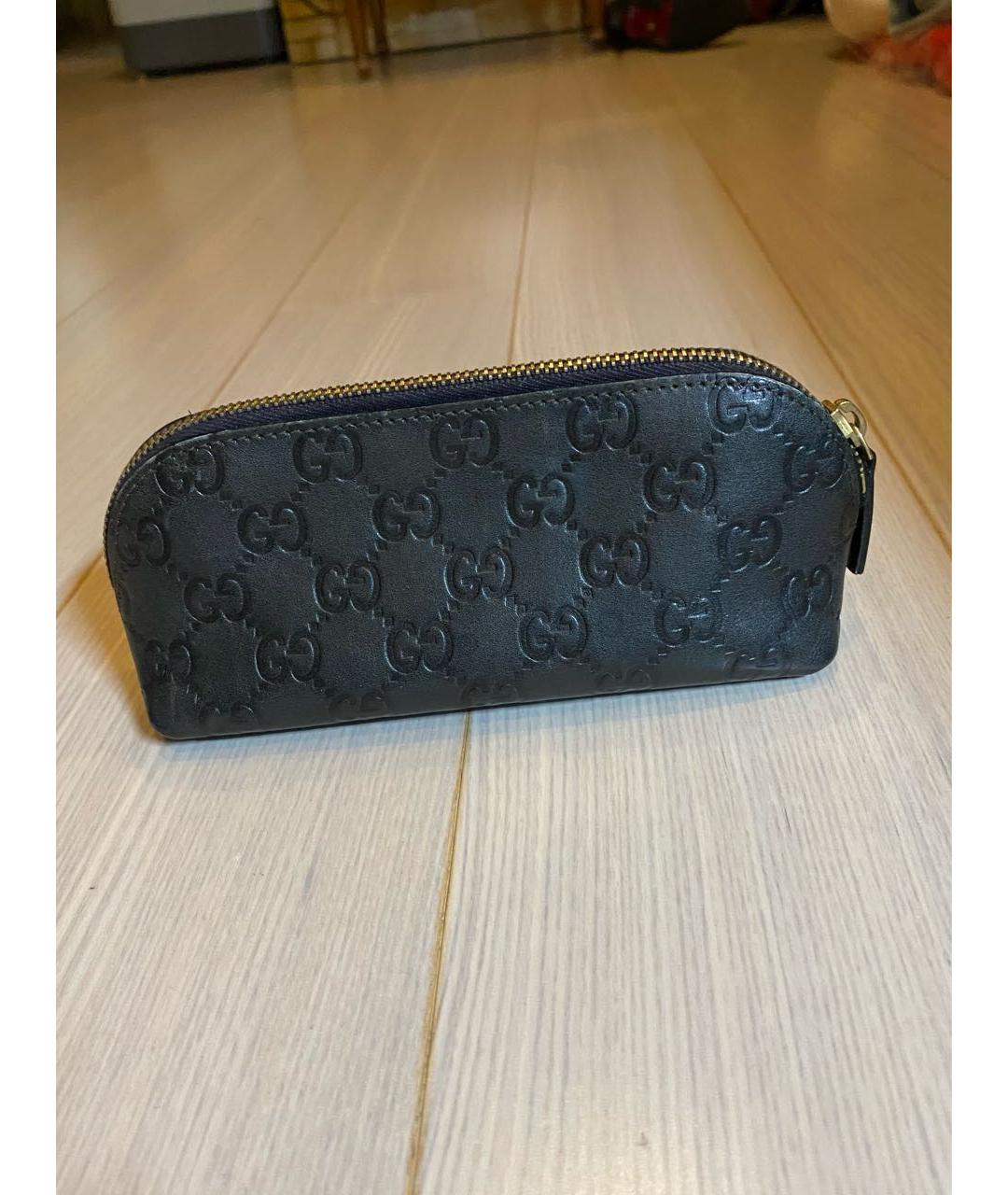 GUCCI Черная кожаная косметичка, фото 3