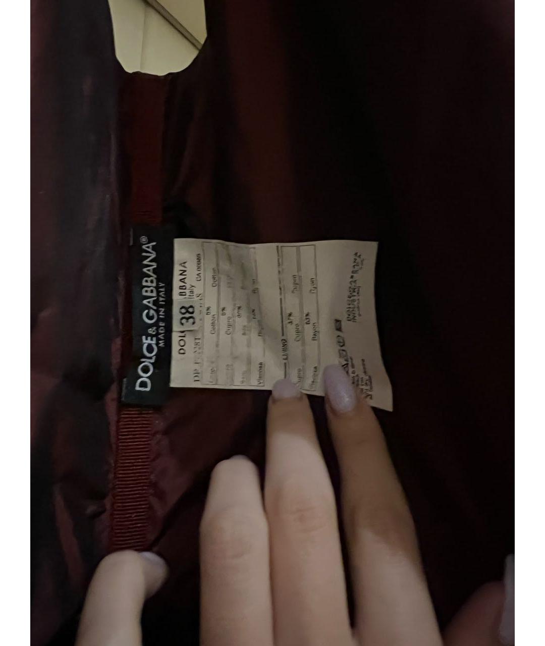 DOLCE&GABBANA Бордовое атласное коктейльное платье, фото 3