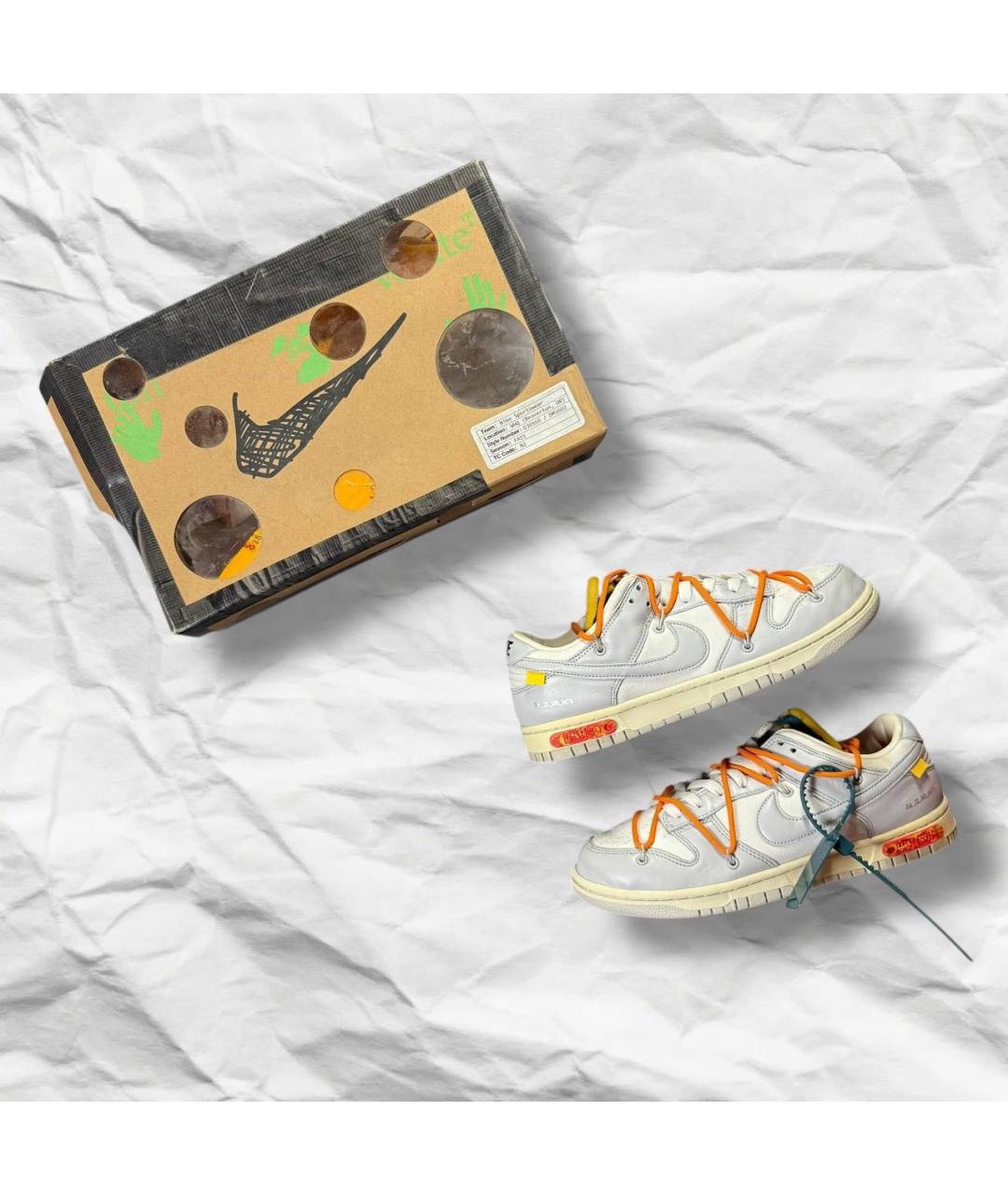 NIKE X OFF-WHITE Белые кожаные низкие кроссовки / кеды, фото 3