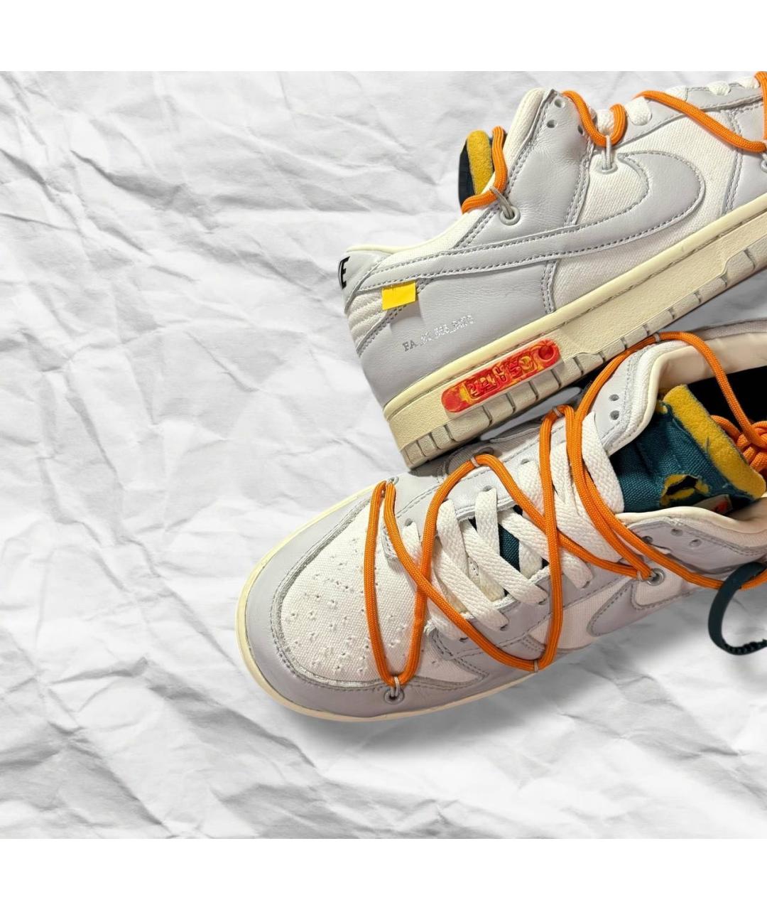 NIKE X OFF-WHITE Белые кожаные низкие кроссовки / кеды, фото 7