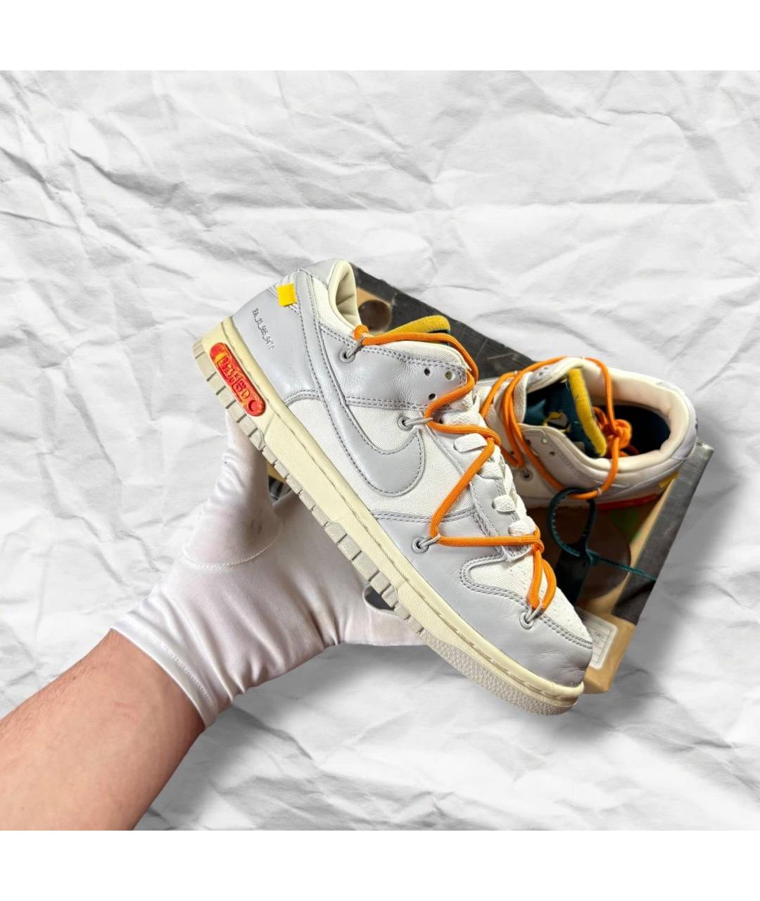NIKE X OFF-WHITE Белые кожаные низкие кроссовки / кеды, фото 9