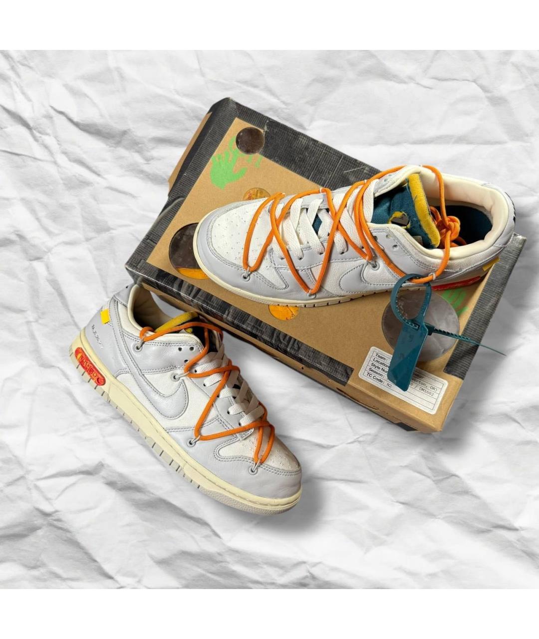 NIKE X OFF-WHITE Белые кожаные низкие кроссовки / кеды, фото 2