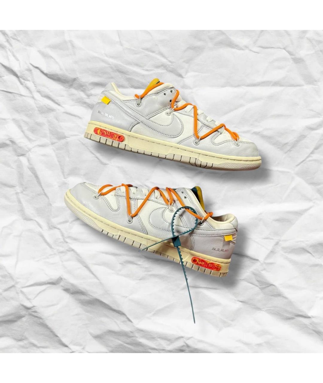 NIKE X OFF-WHITE Белые кожаные низкие кроссовки / кеды, фото 4