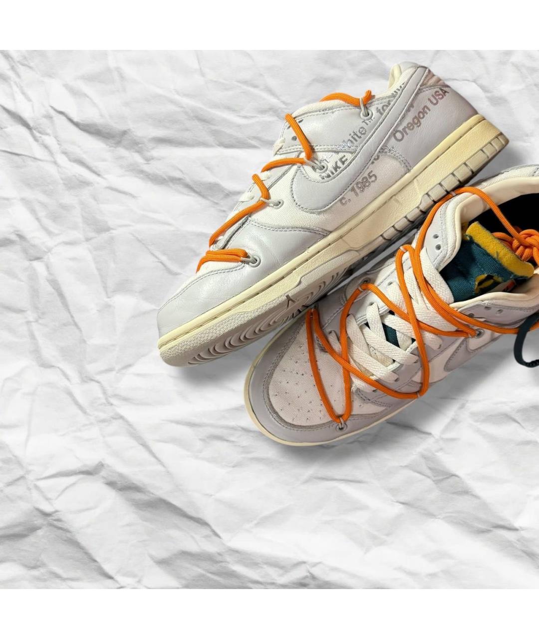 NIKE X OFF-WHITE Белые кожаные низкие кроссовки / кеды, фото 8
