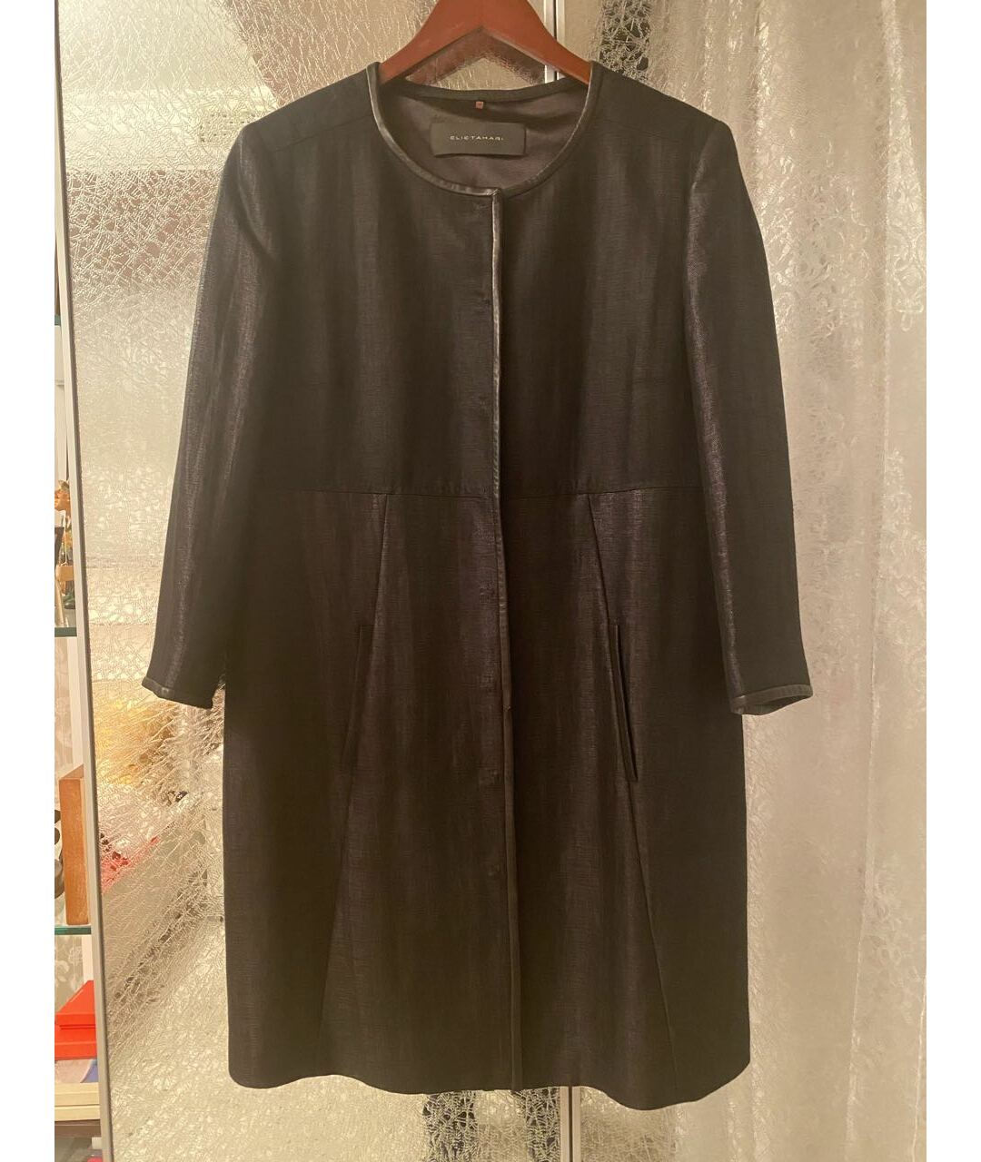ELIE TAHARI Черный кожаный жакет/пиджак, фото 5