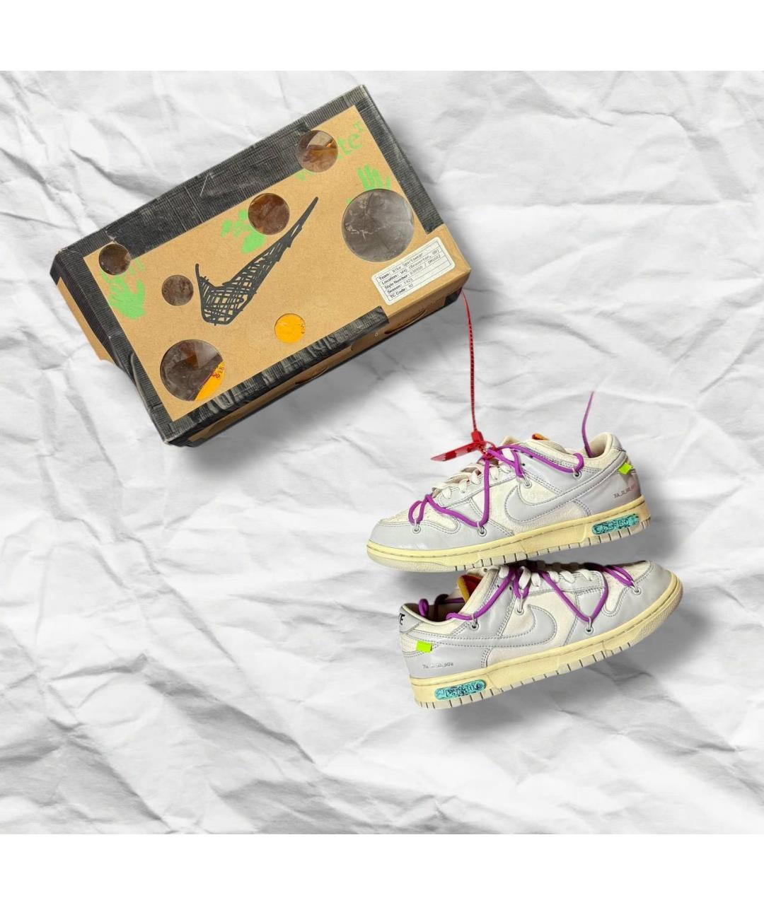 NIKE X OFF-WHITE Серые кожаные низкие кроссовки / кеды, фото 3