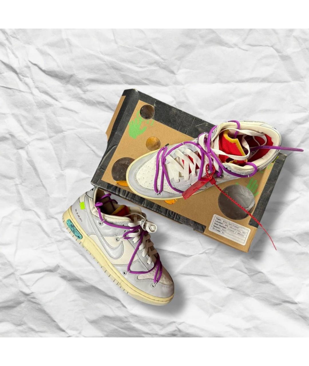NIKE X OFF-WHITE Серые кожаные низкие кроссовки / кеды, фото 2