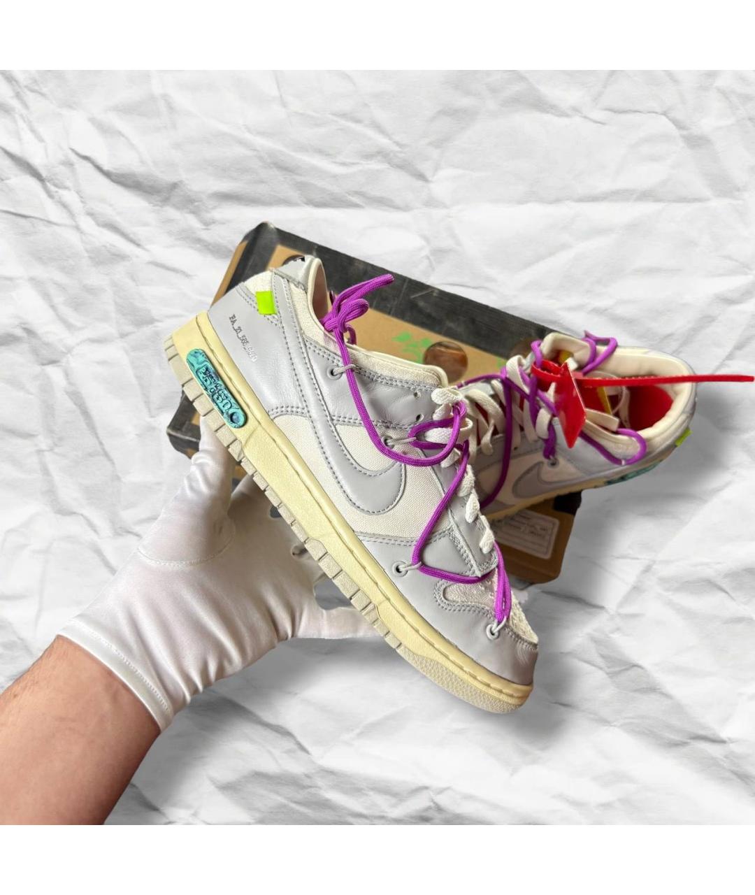 NIKE X OFF-WHITE Серые кожаные низкие кроссовки / кеды, фото 9