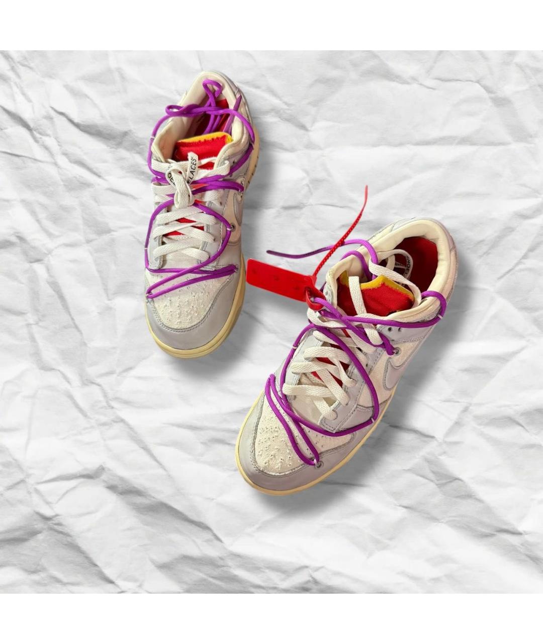 NIKE X OFF-WHITE Серые кожаные низкие кроссовки / кеды, фото 5