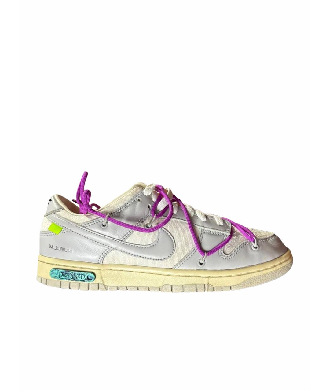 NIKE X OFF-WHITE Серые кожаные низкие кроссовки / кеды, фото 1
