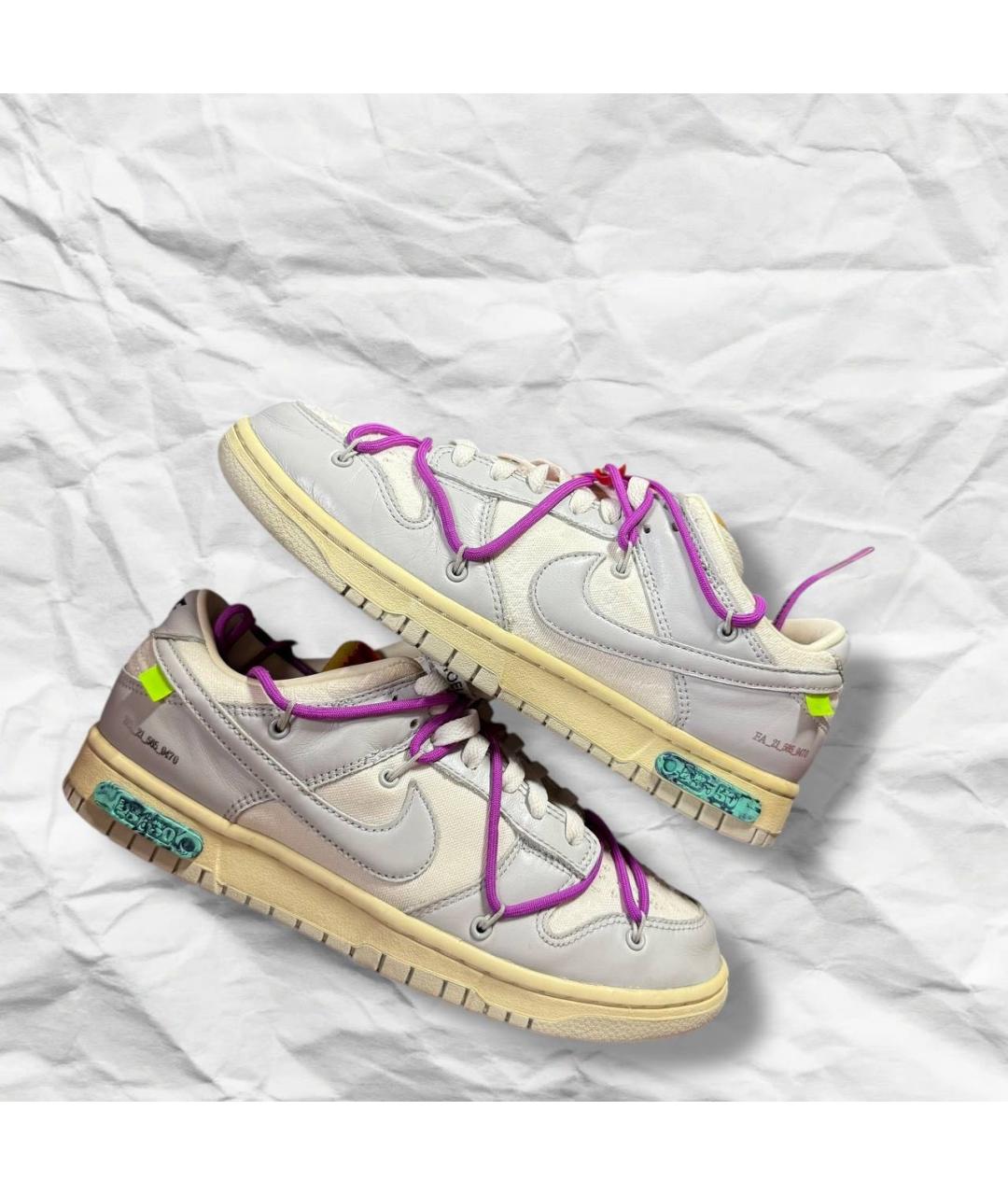 NIKE X OFF-WHITE Серые кожаные низкие кроссовки / кеды, фото 4