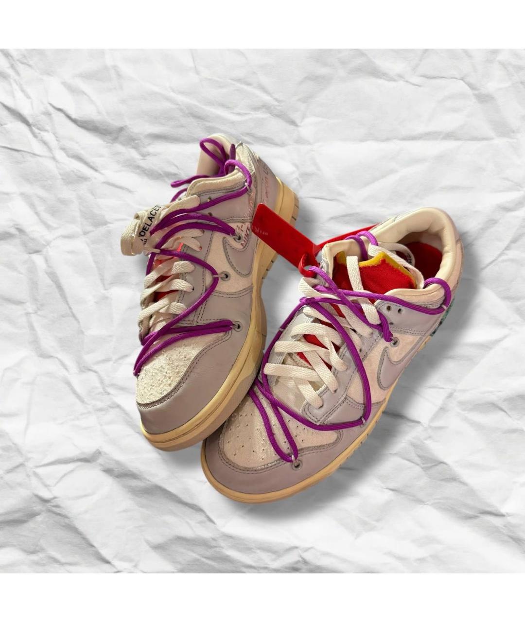 NIKE X OFF-WHITE Серые кожаные низкие кроссовки / кеды, фото 7