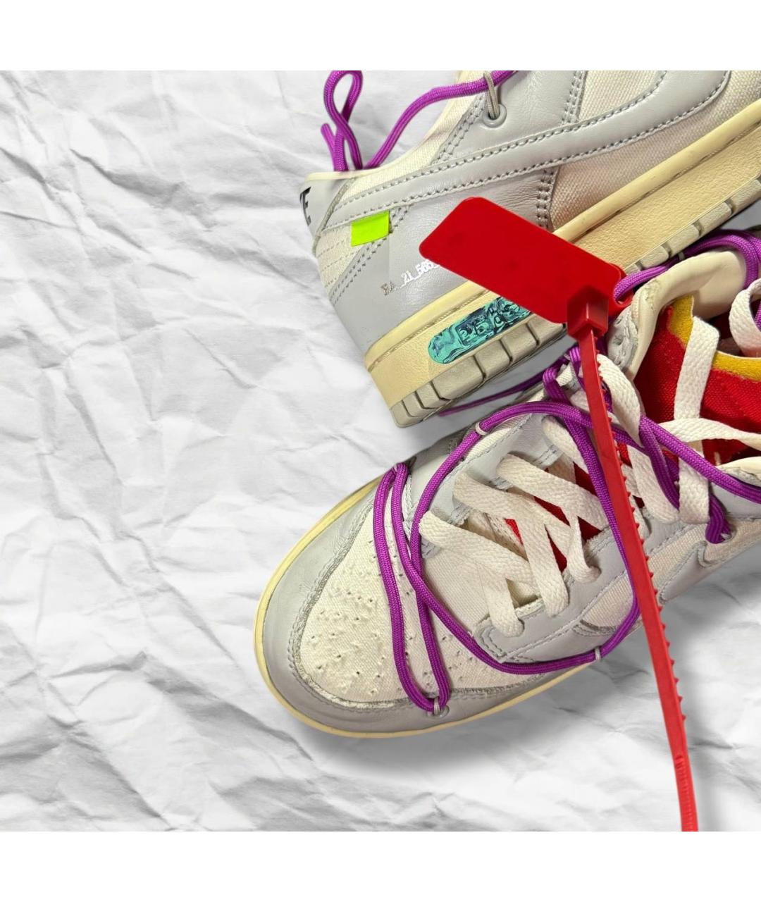 NIKE X OFF-WHITE Серые кожаные низкие кроссовки / кеды, фото 6