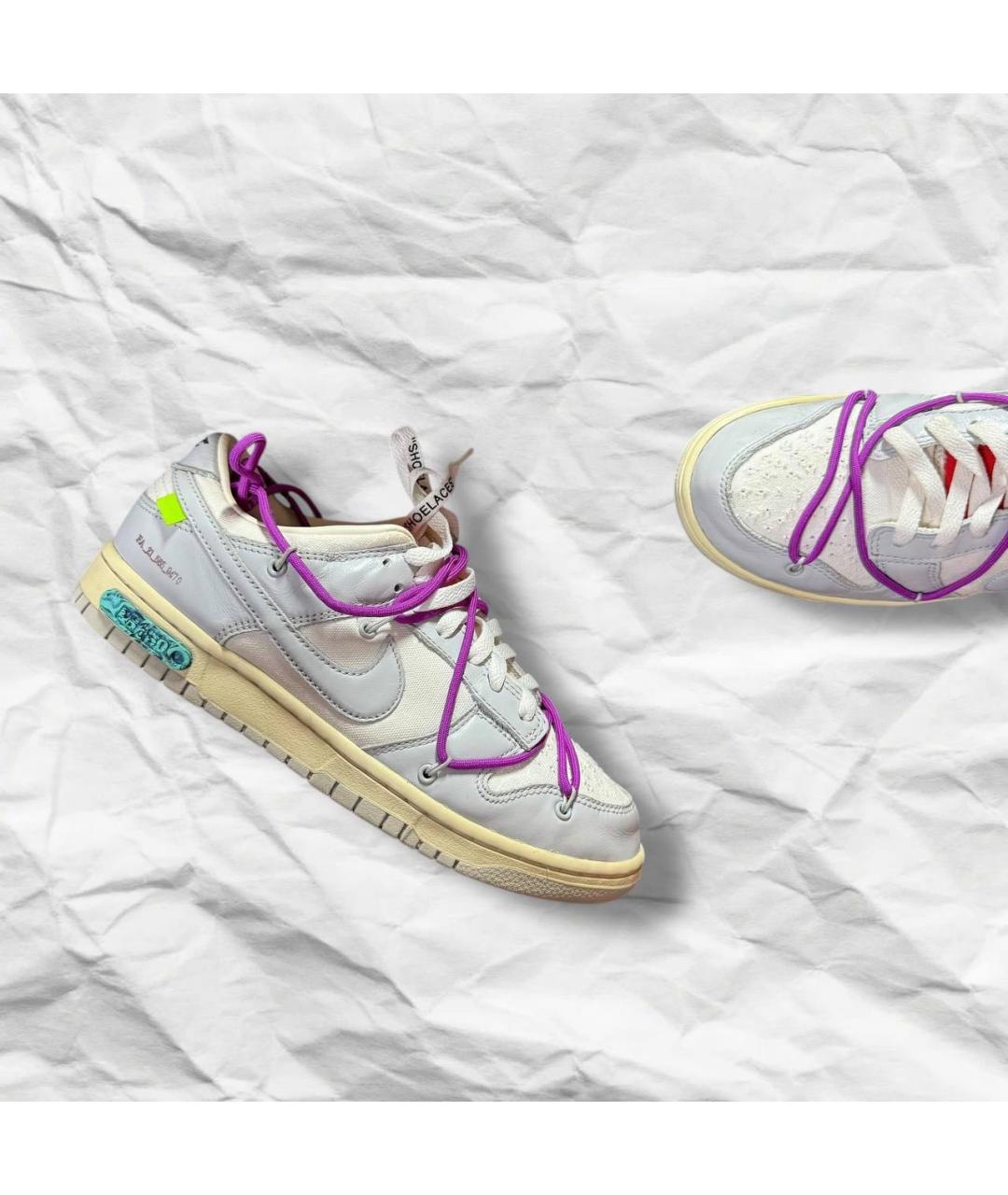 NIKE X OFF-WHITE Серые кожаные низкие кроссовки / кеды, фото 8