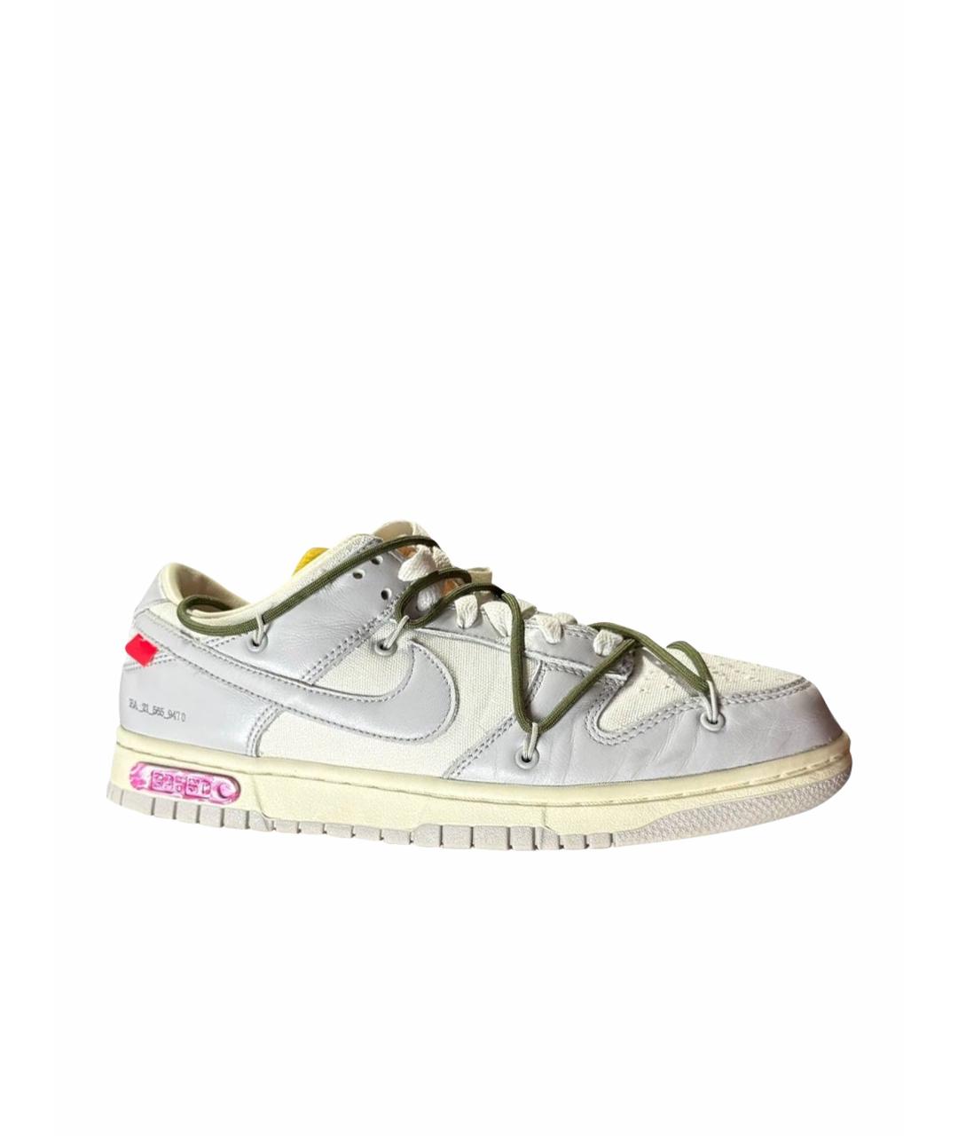 NIKE X OFF-WHITE Серые кожаные низкие кроссовки / кеды, фото 1