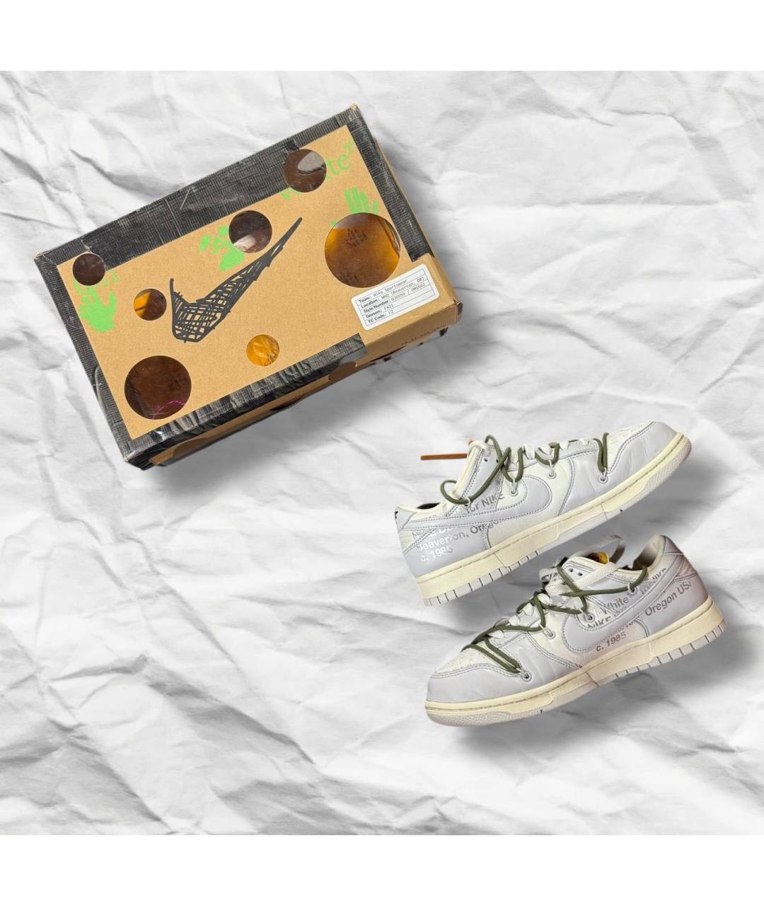 NIKE X OFF-WHITE Серые кожаные низкие кроссовки / кеды, фото 3