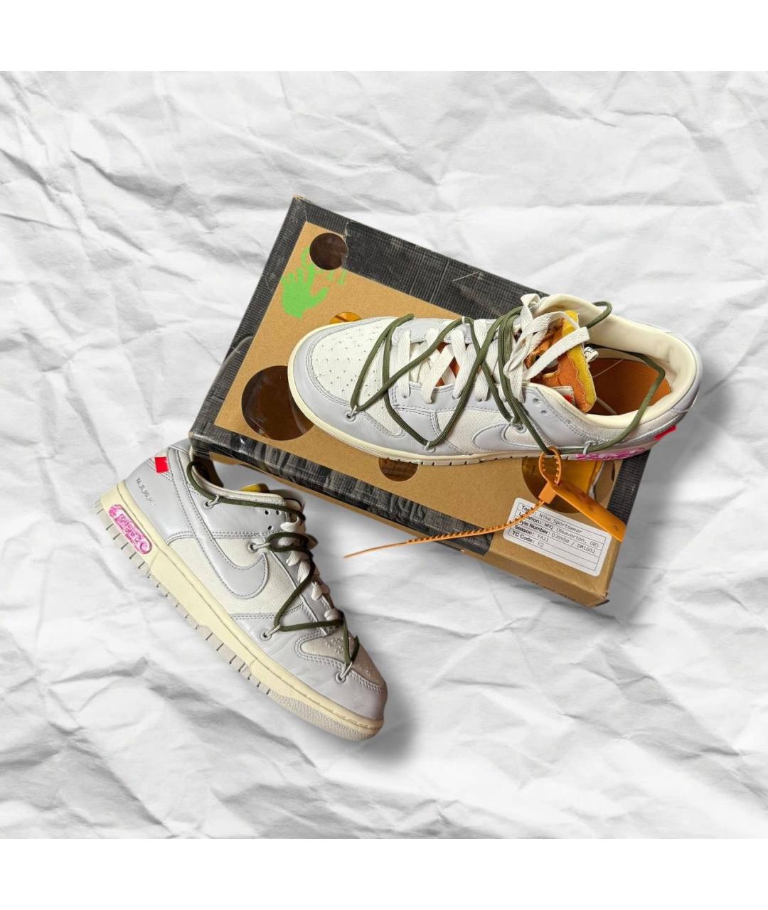 NIKE X OFF-WHITE Серые кожаные низкие кроссовки / кеды, фото 2