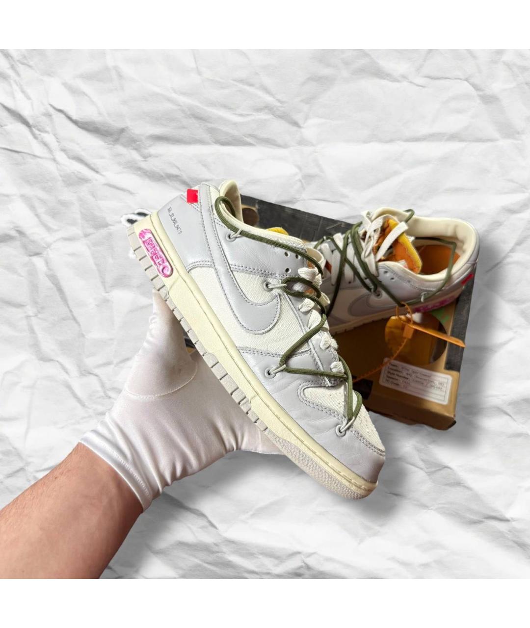 NIKE X OFF-WHITE Серые кожаные низкие кроссовки / кеды, фото 9