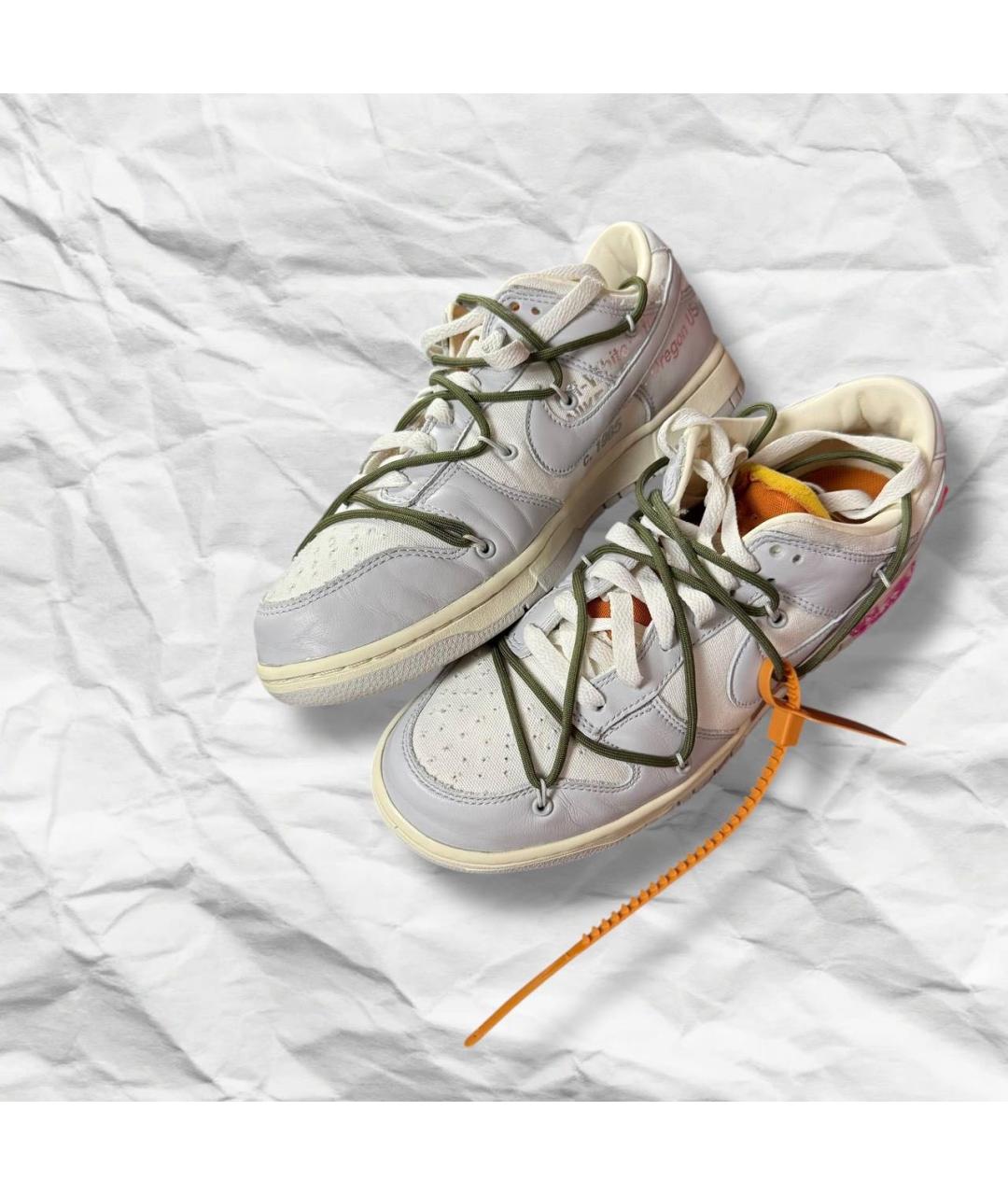 NIKE X OFF-WHITE Серые кожаные низкие кроссовки / кеды, фото 6