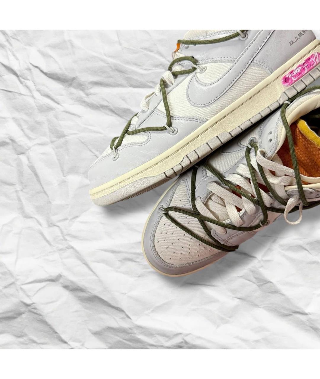 NIKE X OFF-WHITE Серые кожаные низкие кроссовки / кеды, фото 7