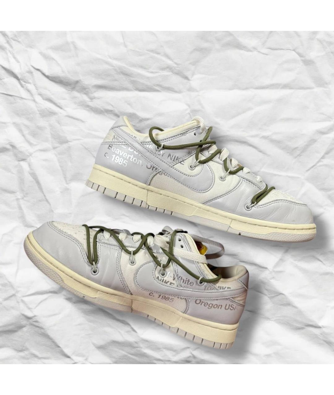 NIKE X OFF-WHITE Серые кожаные низкие кроссовки / кеды, фото 4