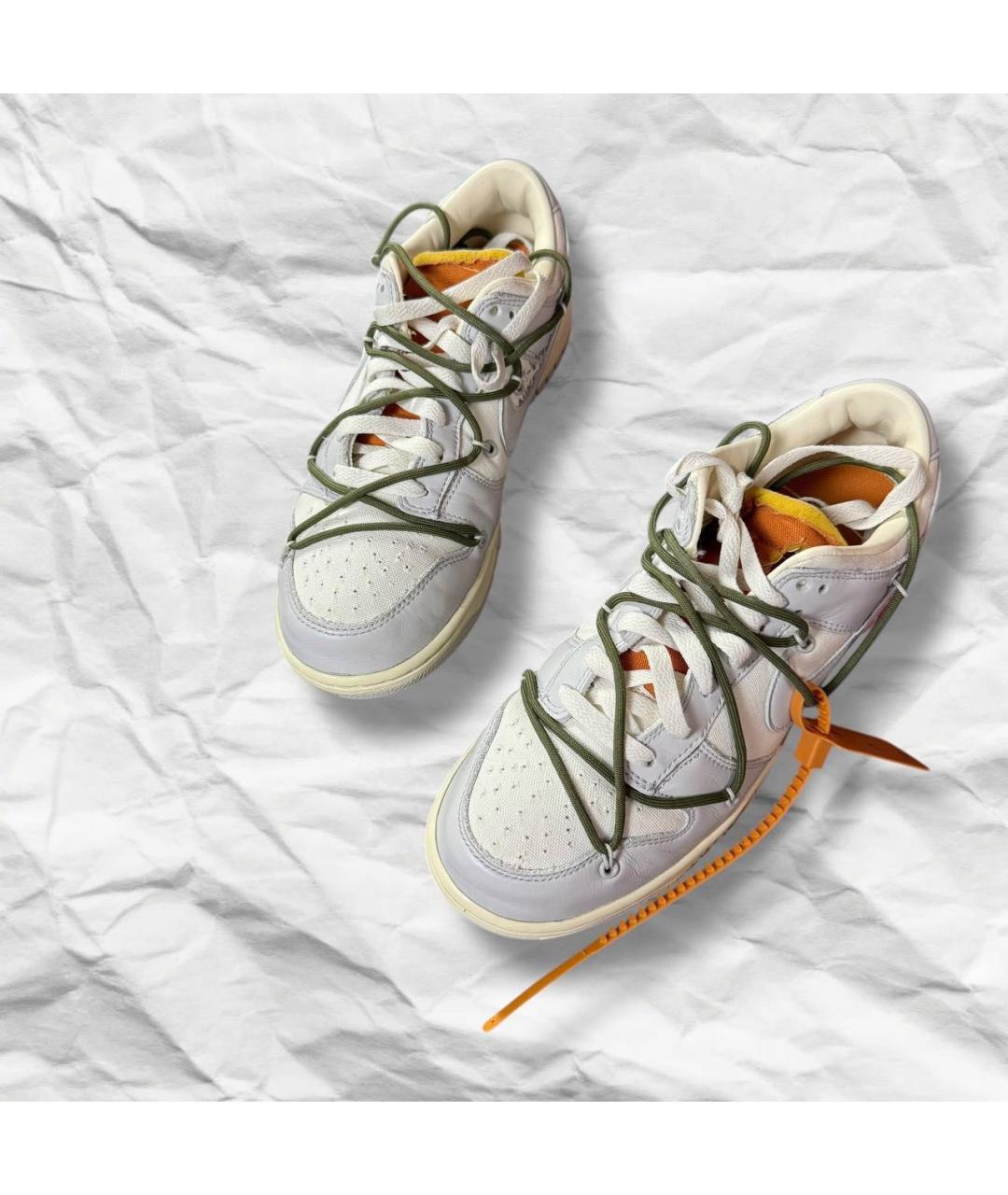 NIKE X OFF-WHITE Серые кожаные низкие кроссовки / кеды, фото 8
