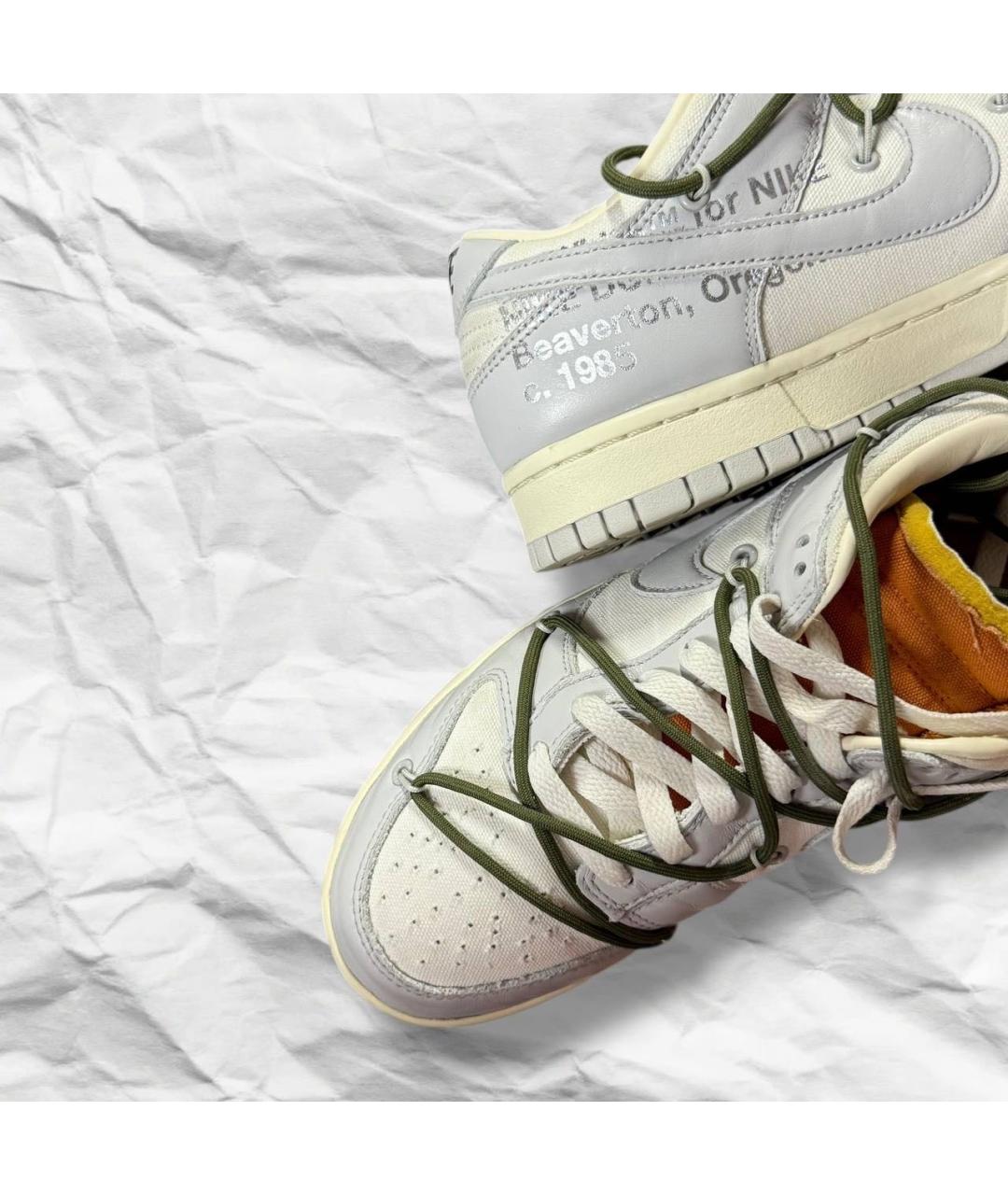 NIKE X OFF-WHITE Серые кожаные низкие кроссовки / кеды, фото 5