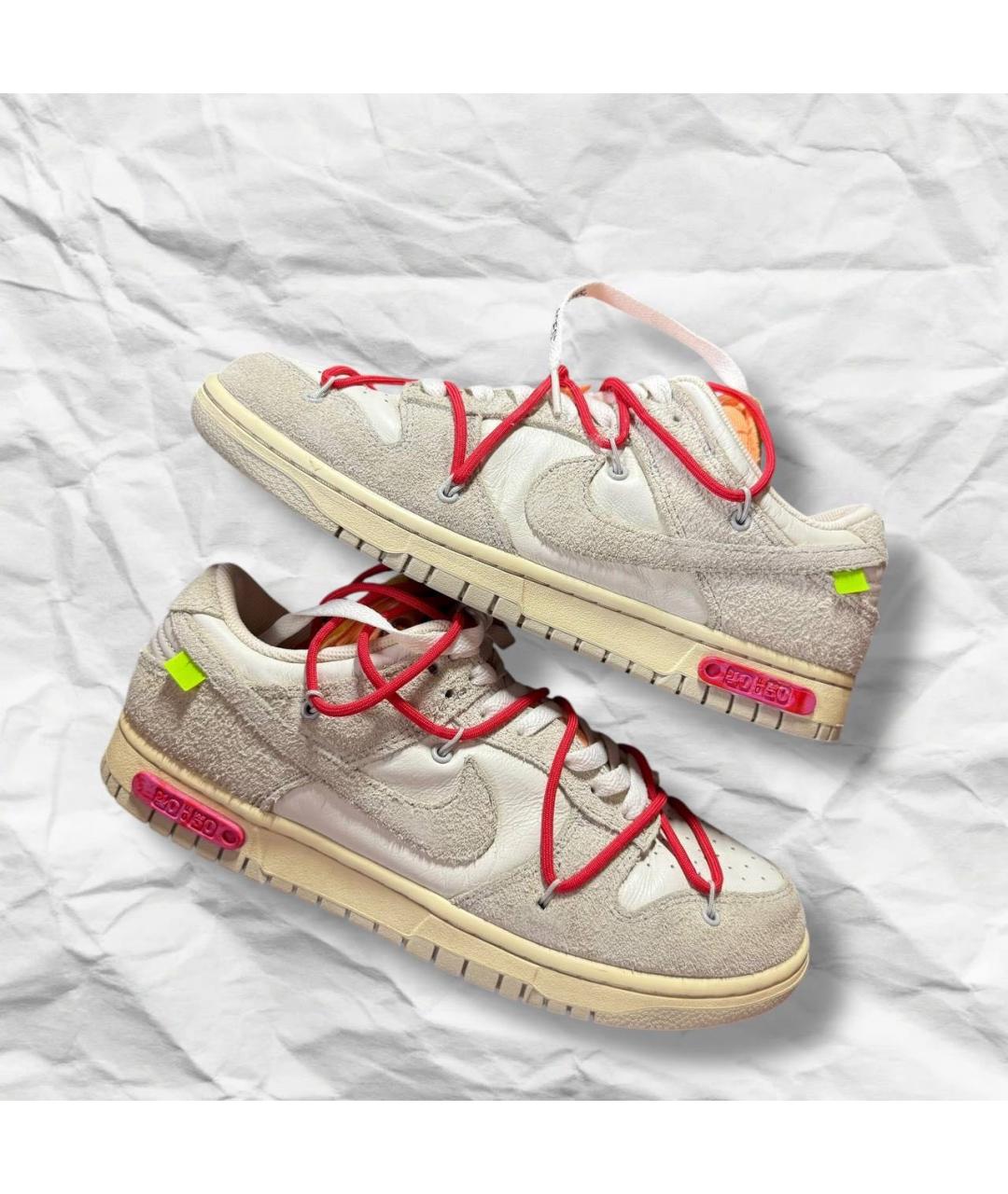 NIKE X OFF-WHITE Бежевые кожаные низкие кроссовки / кеды, фото 4