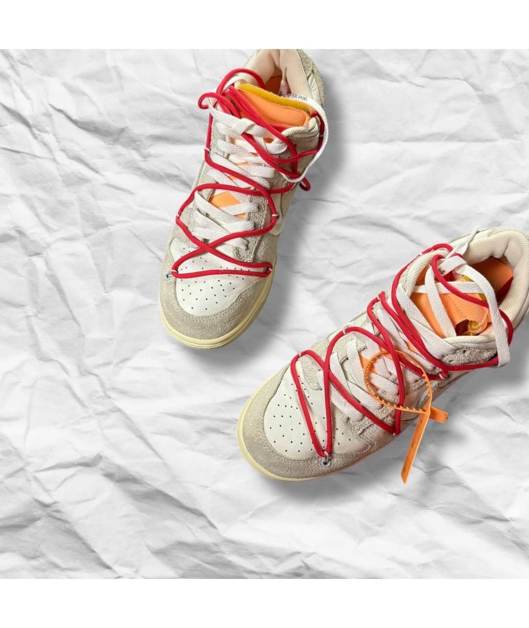 NIKE X OFF-WHITE Бежевые кожаные низкие кроссовки / кеды, фото 8