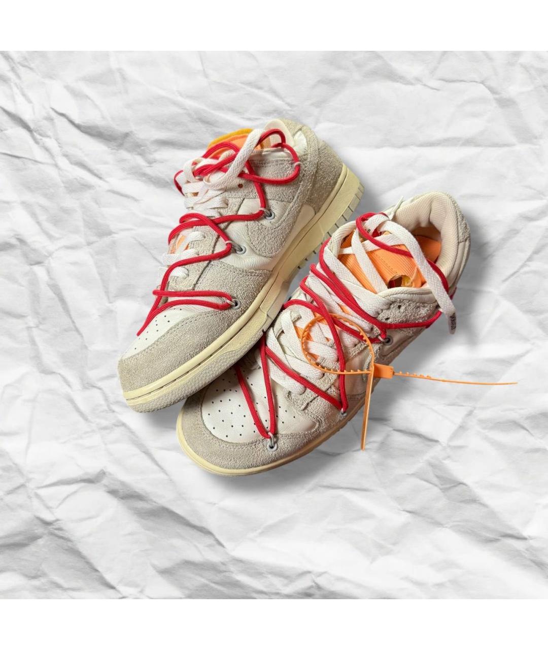 NIKE X OFF-WHITE Бежевые кожаные низкие кроссовки / кеды, фото 5
