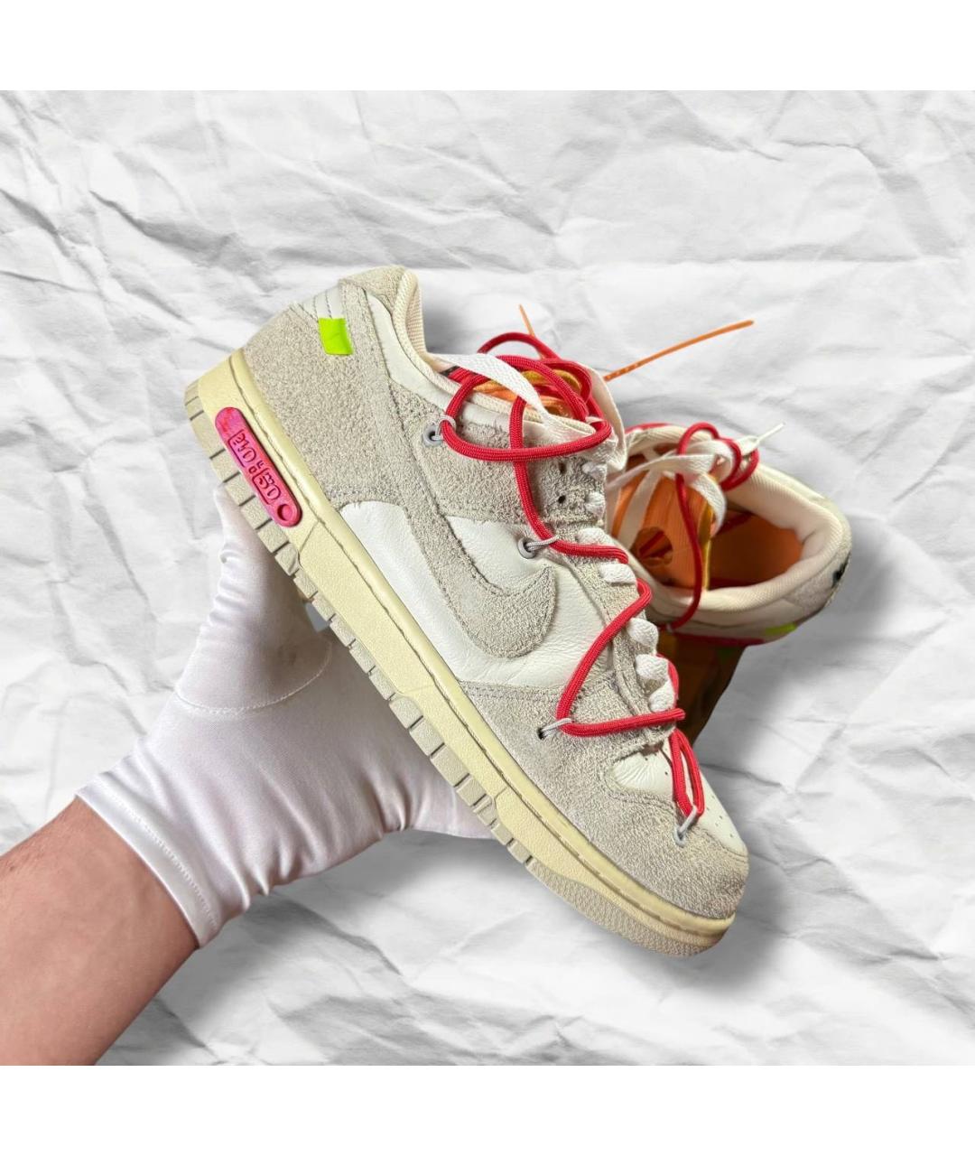 NIKE X OFF-WHITE Бежевые кожаные низкие кроссовки / кеды, фото 9