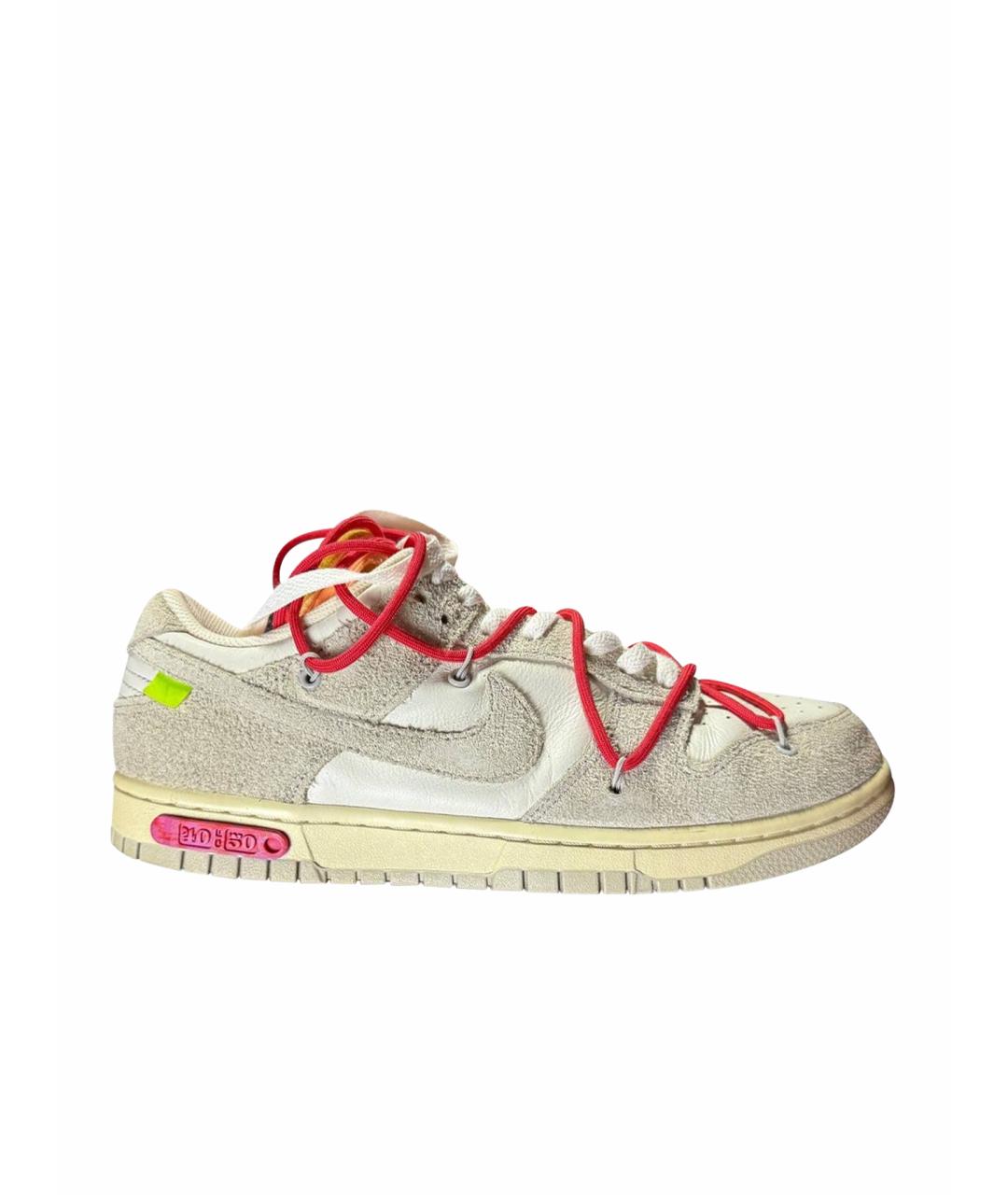 NIKE X OFF-WHITE Бежевые кожаные низкие кроссовки / кеды, фото 1