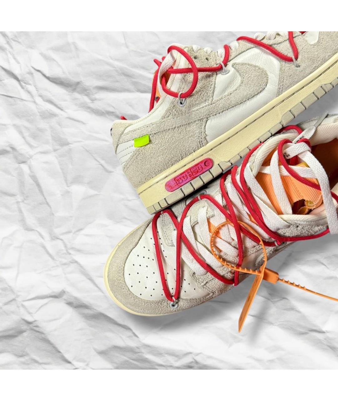NIKE X OFF-WHITE Бежевые кожаные низкие кроссовки / кеды, фото 6