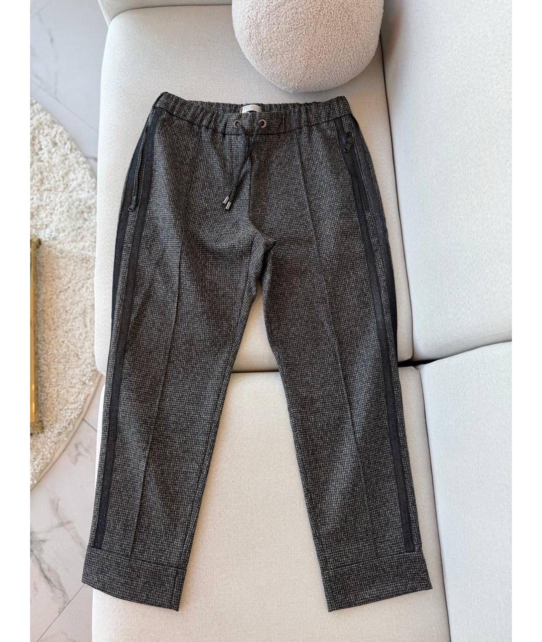 BRUNELLO CUCINELLI Антрацитовые прямые брюки, фото 8