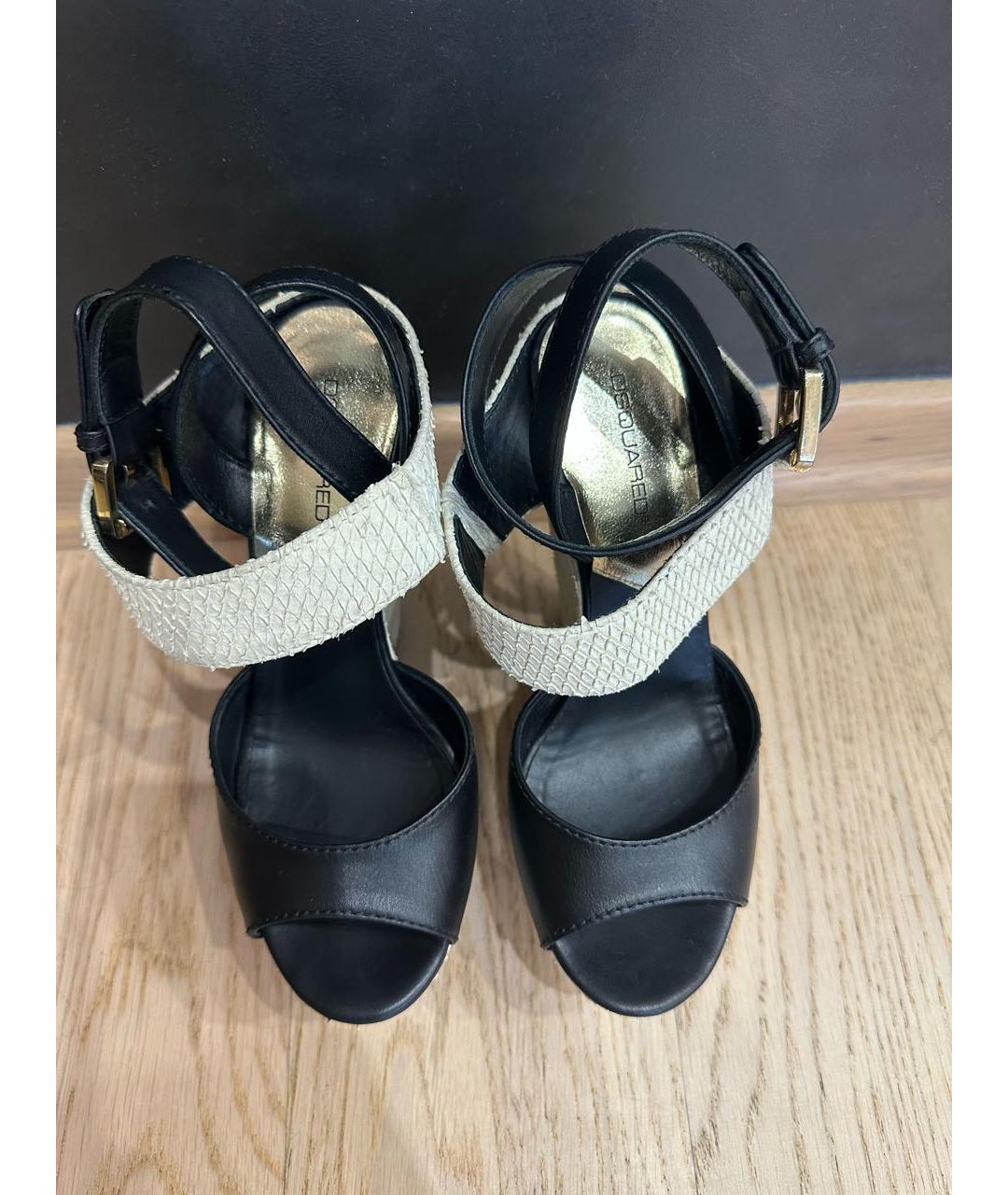 DSQUARED2 Черные кожаные босоножки, фото 2