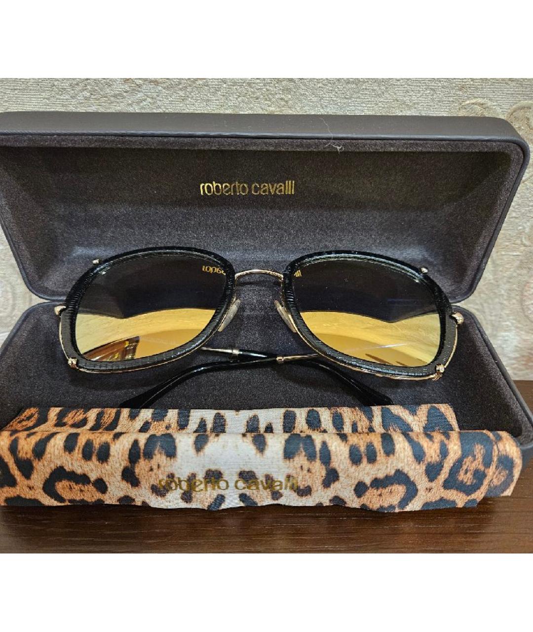 ROBERTO CAVALLI Черные металлические солнцезащитные очки, фото 5