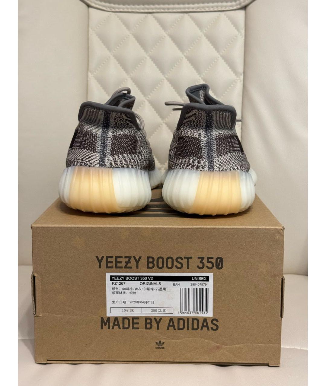 ADIDAS YEEZY Бежевые текстильные низкие кроссовки / кеды, фото 5