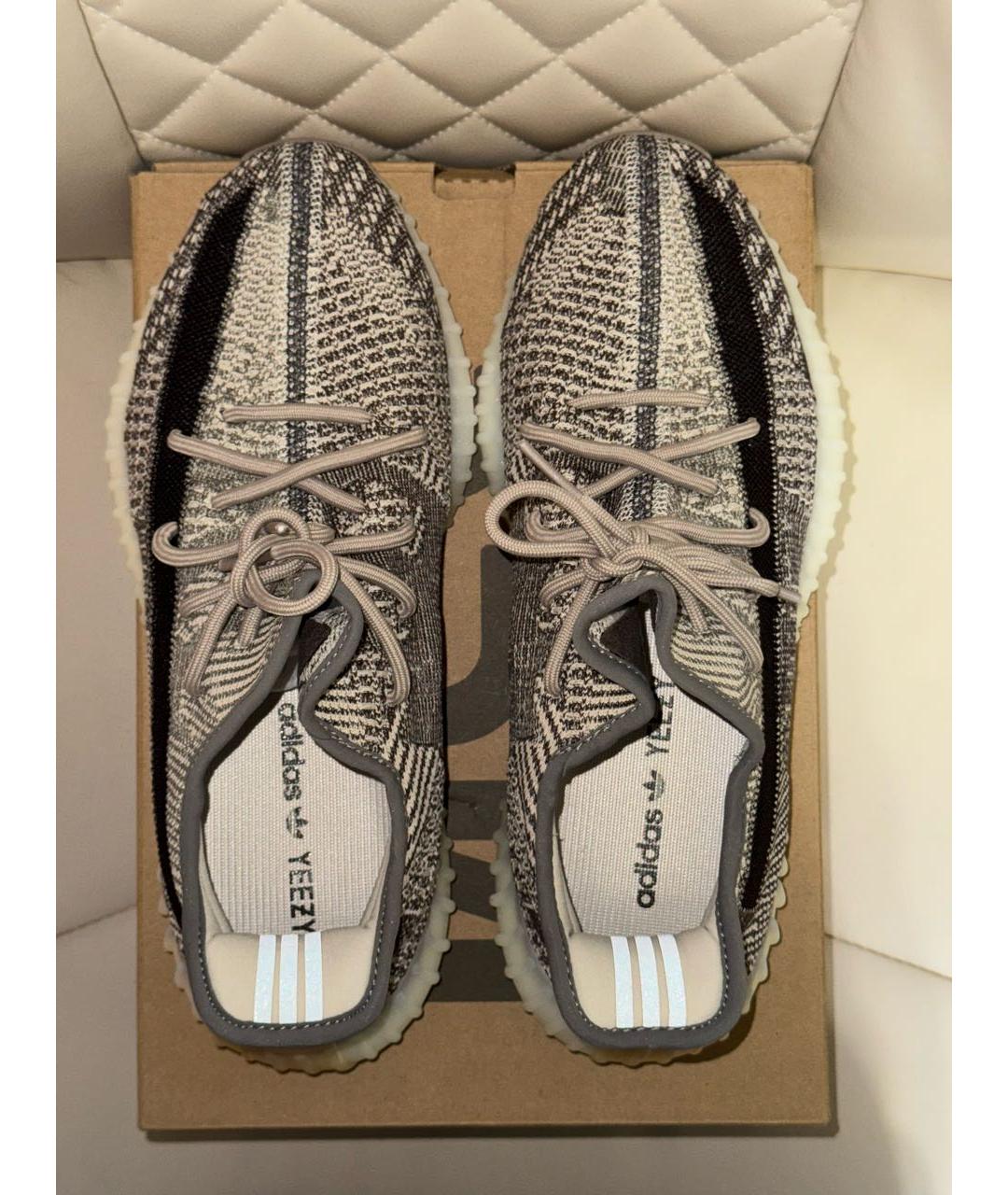 ADIDAS YEEZY Бежевые текстильные низкие кроссовки / кеды, фото 4