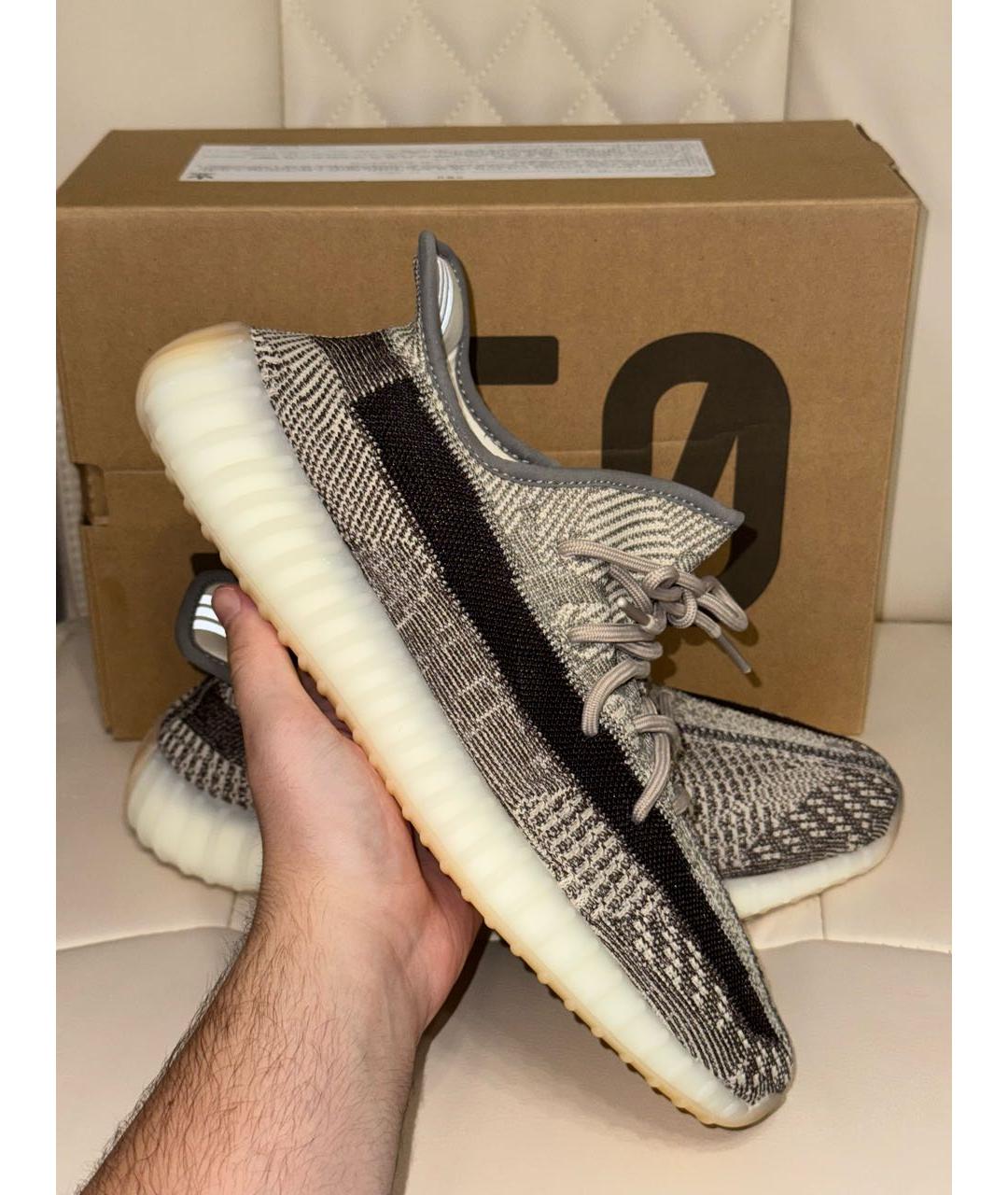 ADIDAS YEEZY Бежевые текстильные низкие кроссовки / кеды, фото 3