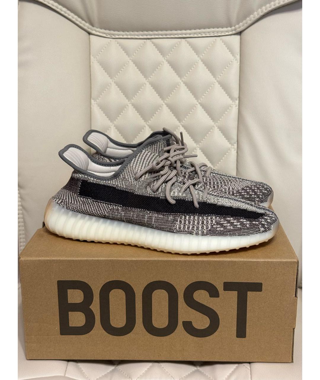 ADIDAS YEEZY Бежевые текстильные низкие кроссовки / кеды, фото 2