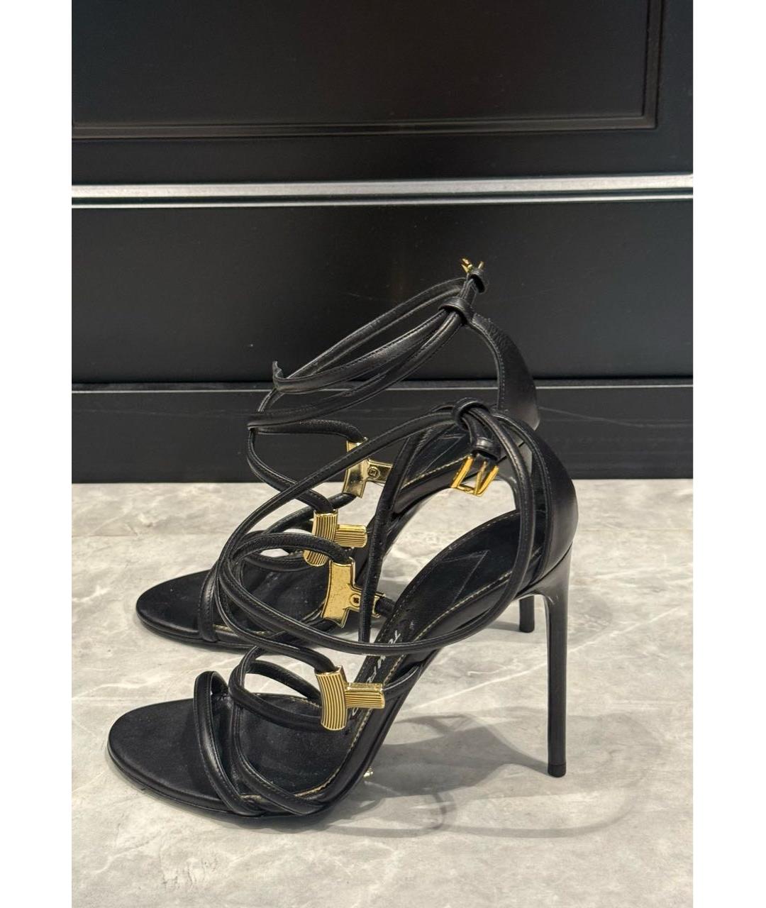 TOM FORD Черные кожаные босоножки, фото 2