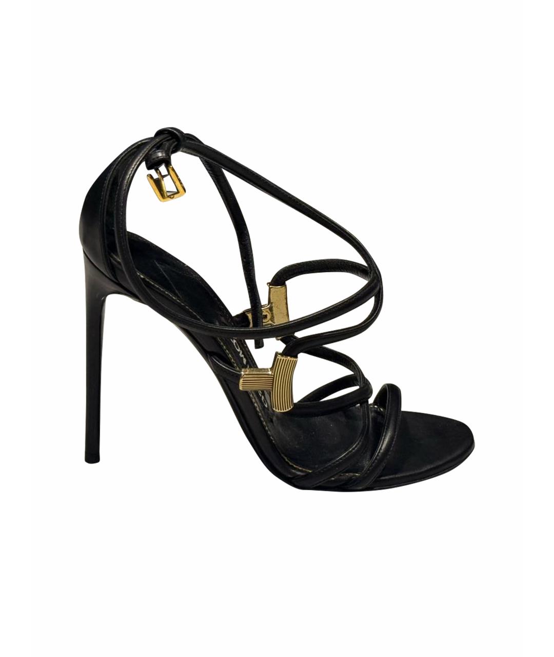 TOM FORD Черные кожаные босоножки, фото 1